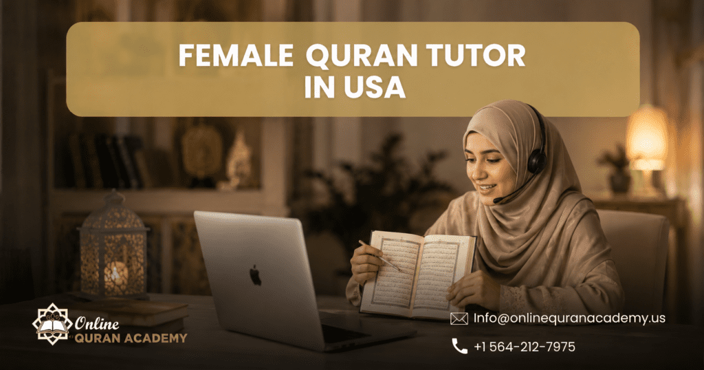 Female Quran tutor teaching online Quran classes for girls and women in USA and Canada via video call