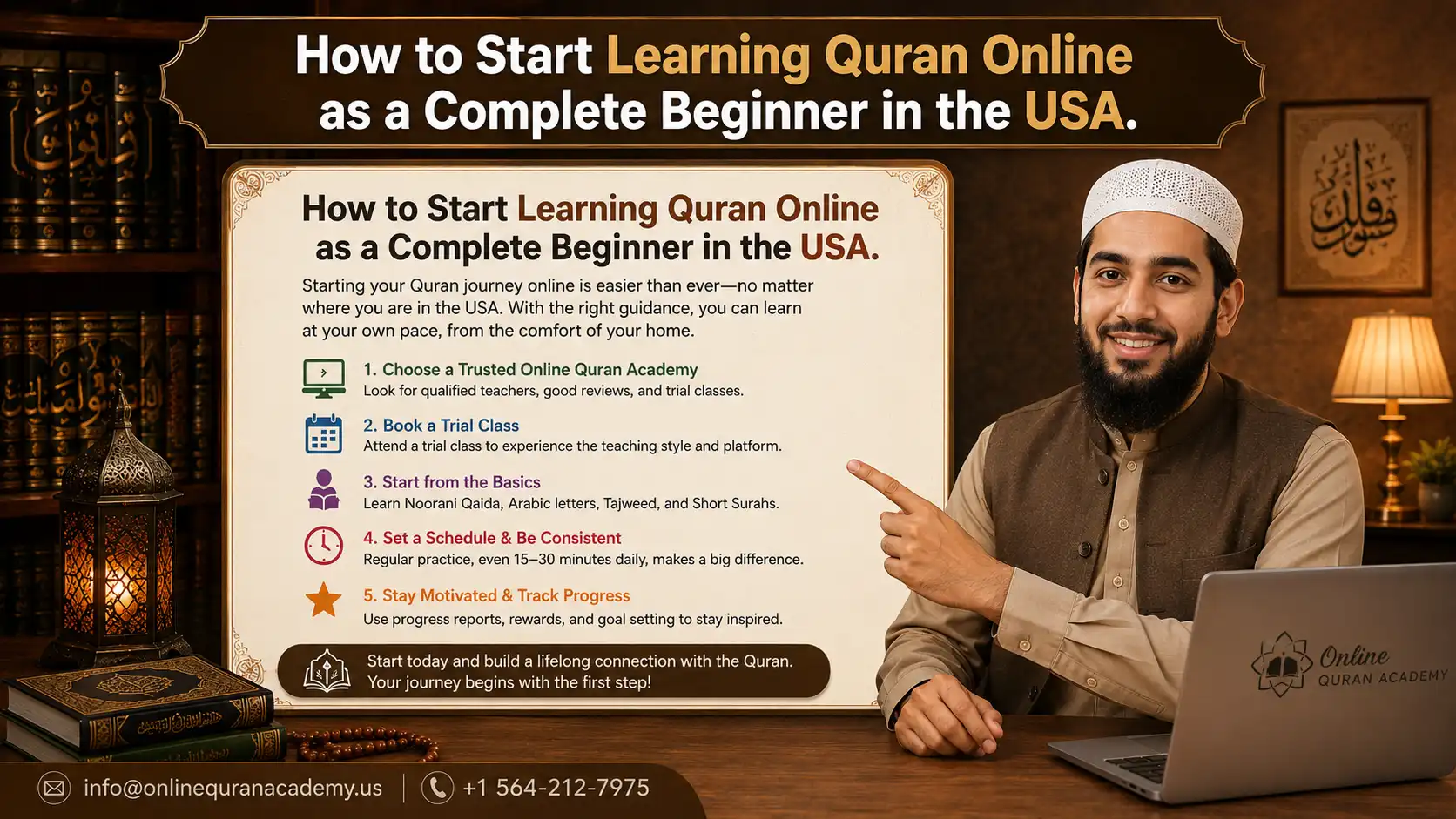 How to start learning Quran online as a complete beginner in the USA with Al-Azhar certified male and female tutors at Online Quran Academy USA