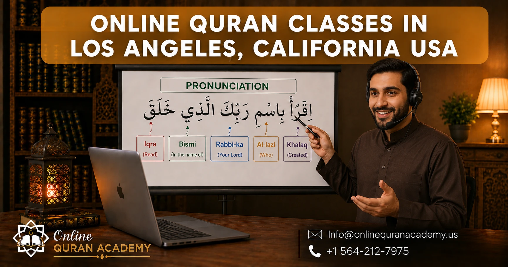 Online Quran Classes in Los Angeles California — Al-Azhar certified teacher conducting live Quran lesson via Microsoft Teams