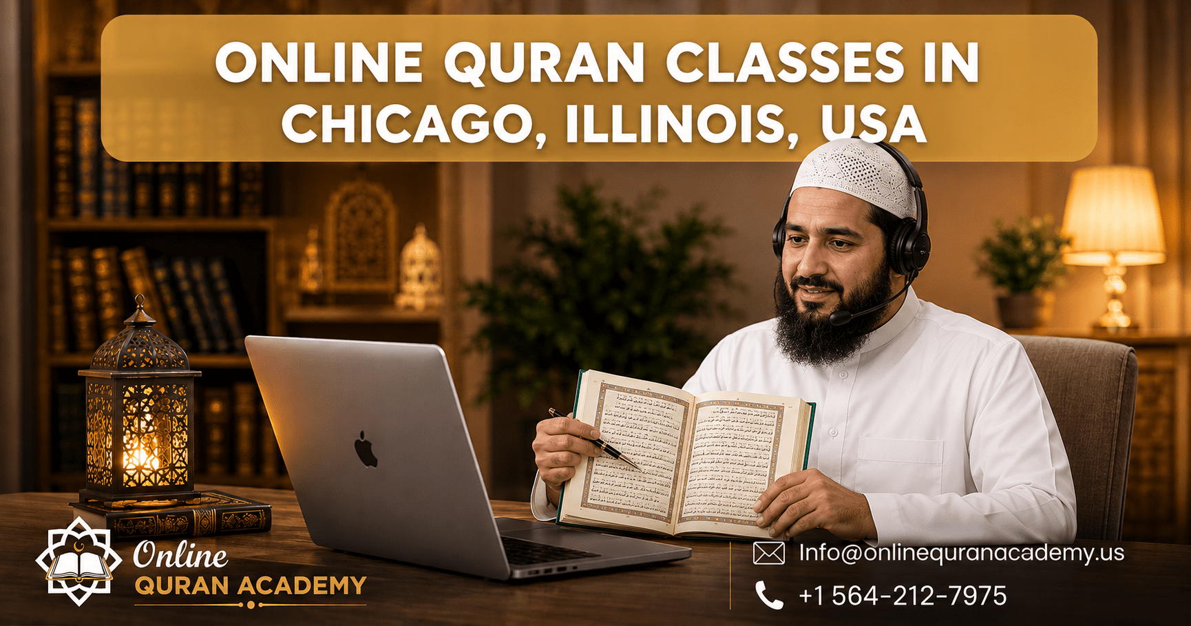 Online Quran classes in Chicago, Illinois with certified Quran tutors teaching kids and adults through one-on-one virtual Quran lessons.