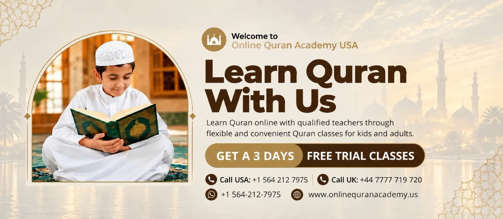 Learn Quran Online With Qualified Tutors-Get a 3 Days trial Classes at Online Quran Academy USA